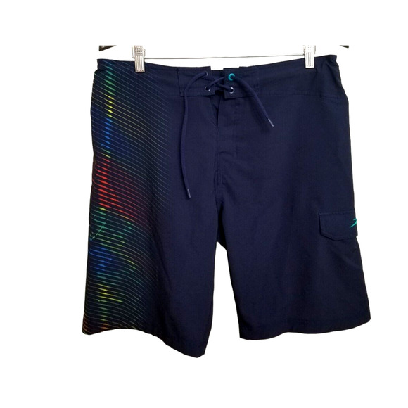 Speedo Multicolor striped Surf‎ Board Men's shorts Size Large 34 x 10 Inseam - Picture 1 of 8